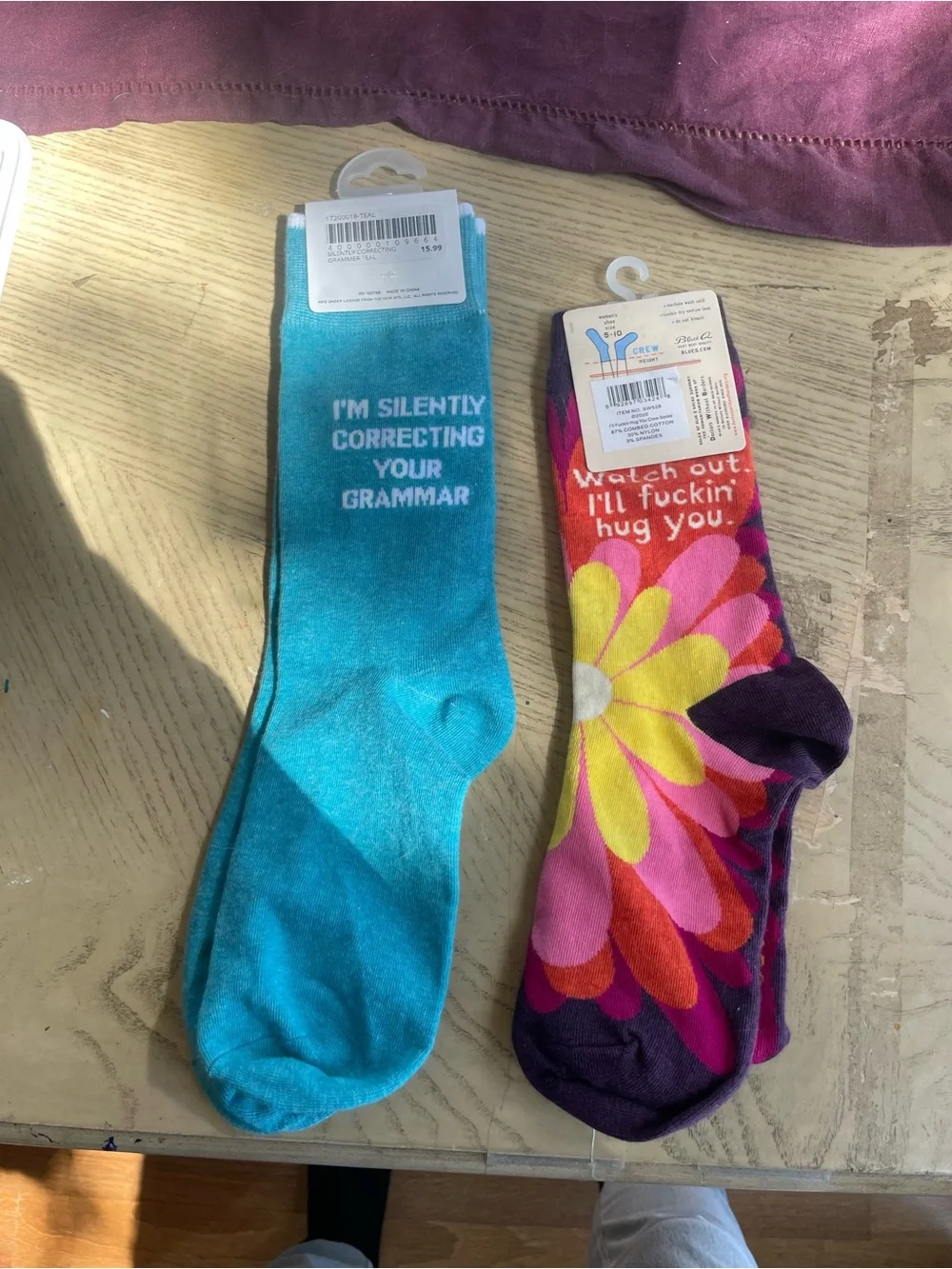 Lot of 2 Novelty Rude Socks